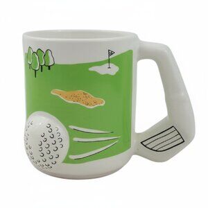 Vintage Emson 3D Golf Ceramic 16th Hole Coffee Cup Club Handle Novelty Gift